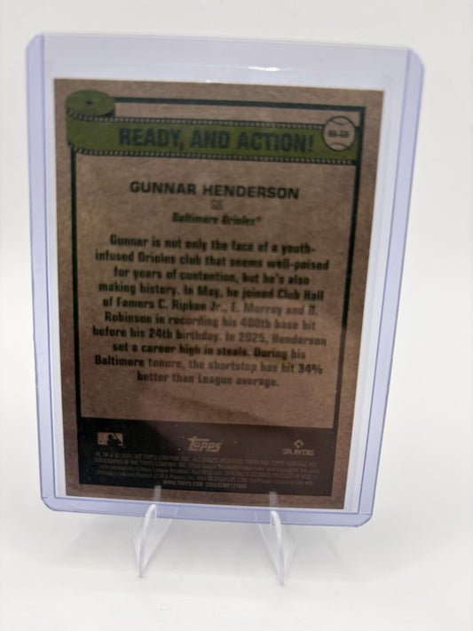 2026 Topps Heritage Gunnar Henderson Ready, And Action! Insert Baltimore Orioles