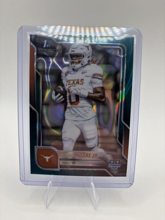 2025 Bowman Chrome University DeAndre Moore Jr 1st Teal Lava Refractor Texas
