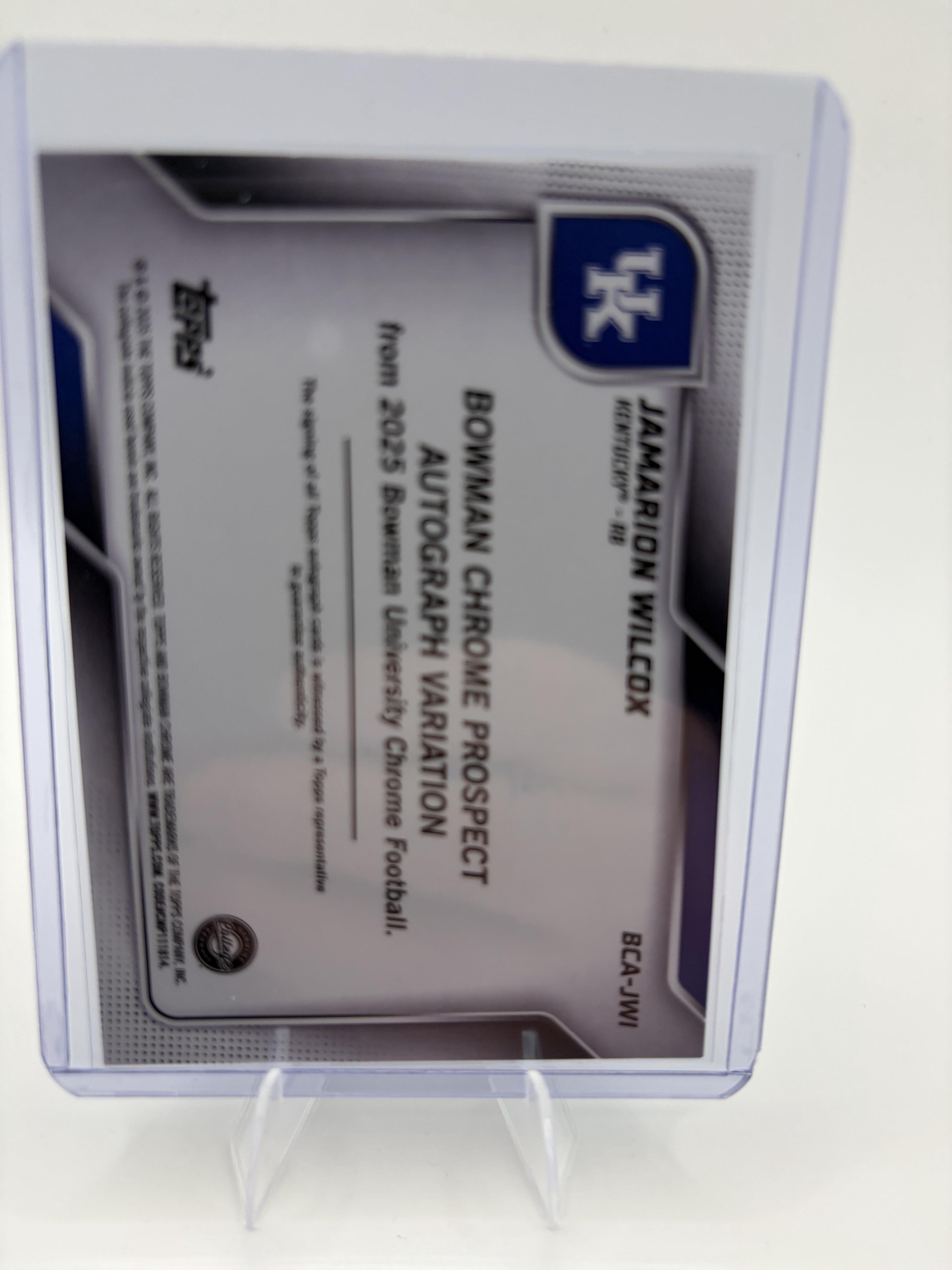 2025 Bowman University Jamarion Wilcox 1st Auto Green Refractor /99 Kentucky