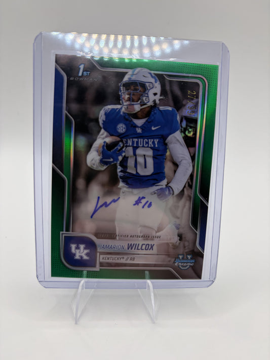 2025 Bowman University Jamarion Wilcox 1st Auto Green Refractor /99 Kentucky
