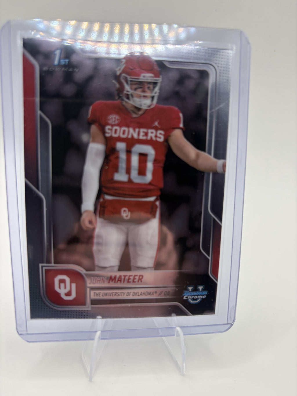 2025 Bowman University Chrome John Mateer Card Oklahoma Sooners #1