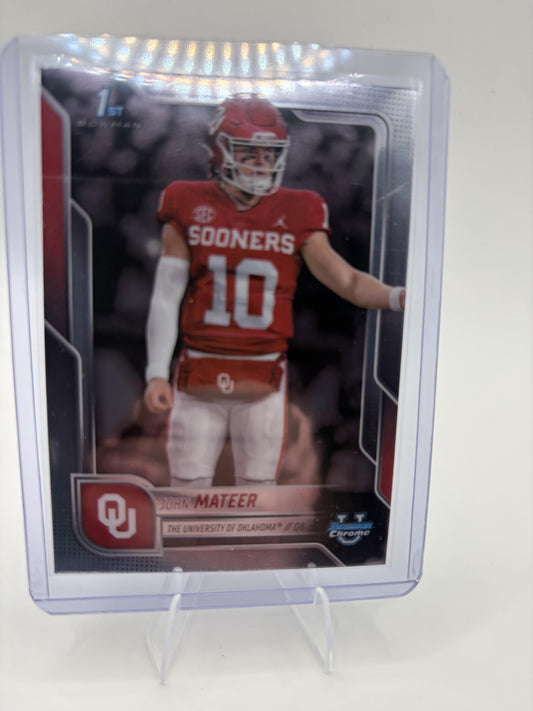 2025 Bowman University Chrome John Mateer Card Oklahoma Sooners #1