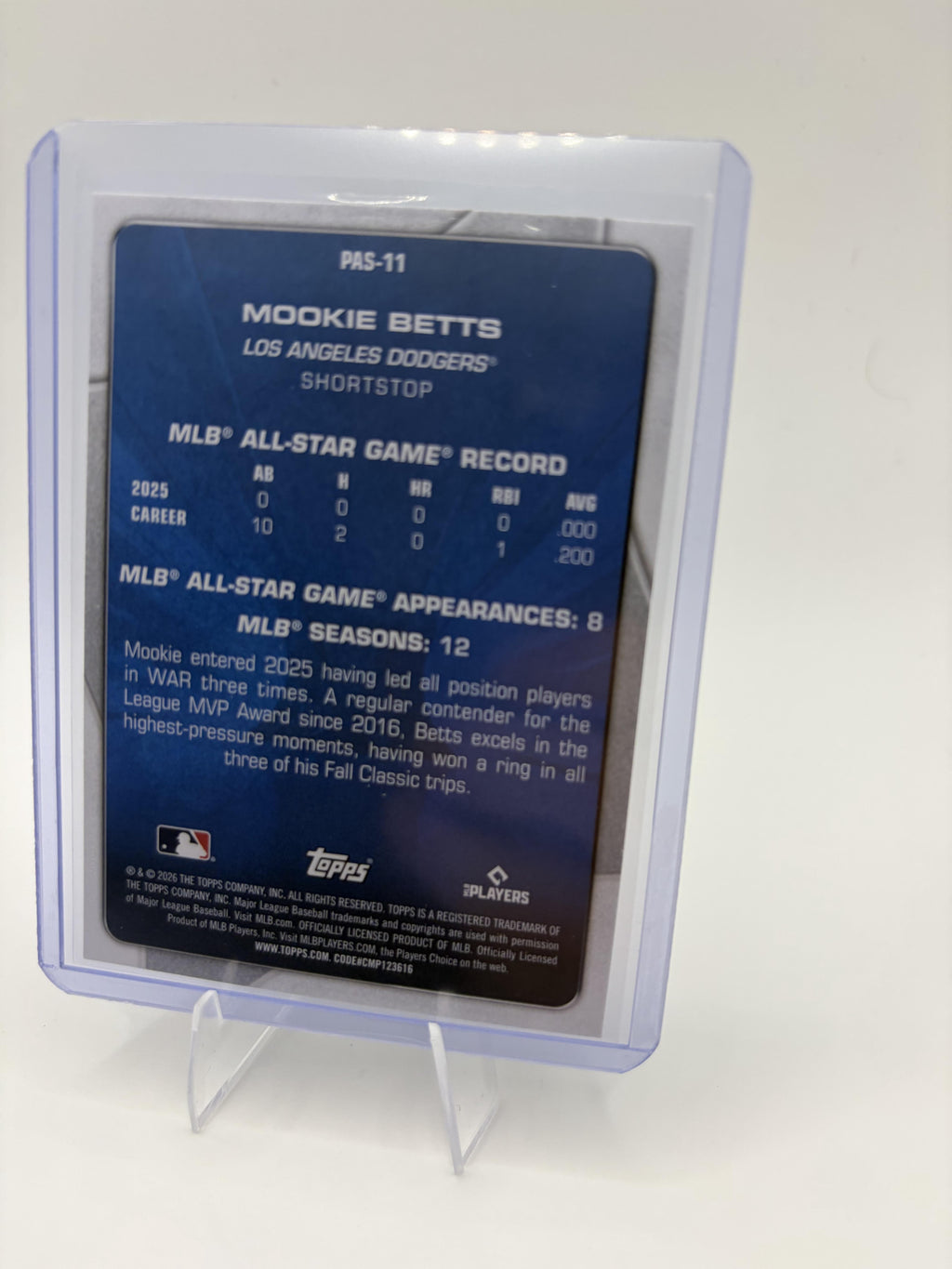 2026 Topps Mookie Betts Card Perennial All Stars Los Angeles Dodgers #PAS-11
