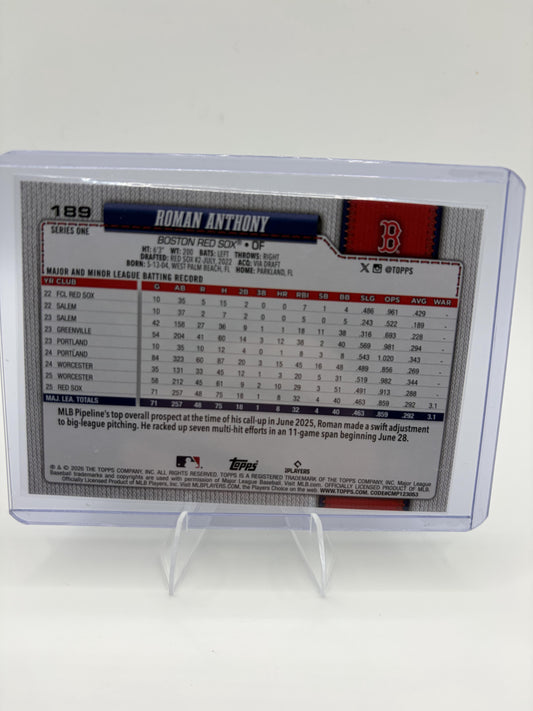 2026 Topps Roman Anthony Card RC Boston Red Sox #189