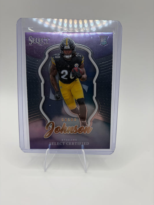 2025 Panini Select Kaleb Johnson Card Select Certified Rookies  Steelers #22