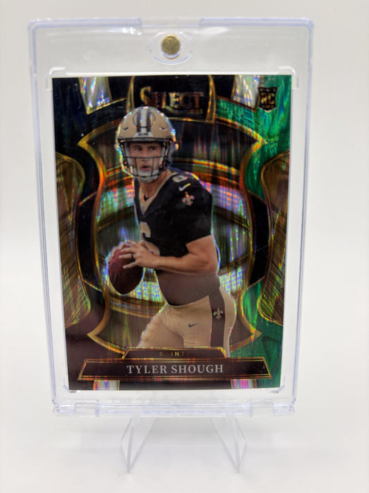 2025 Panini Select Tyler Shough Card Black and Green Prizm Shock Saints #41