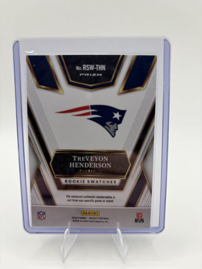 2025 Panini Select TreVeyon Henderson Card Rookie Swatches Red Prizm  Patriots