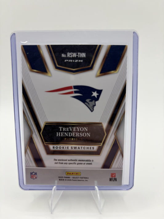 2025 Panini Select TreVeyon Henderson Card Rookie Swatches Red Prizm  Patriots