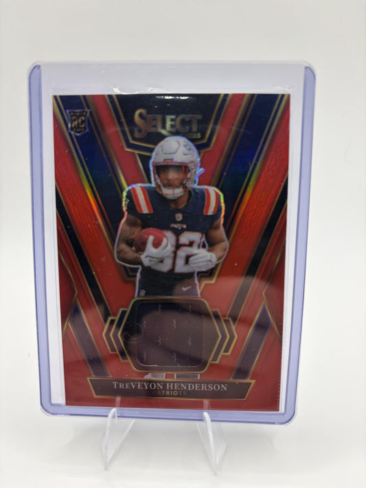 2025 Panini Select TreVeyon Henderson Card Rookie Swatches Red Prizm  Patriots