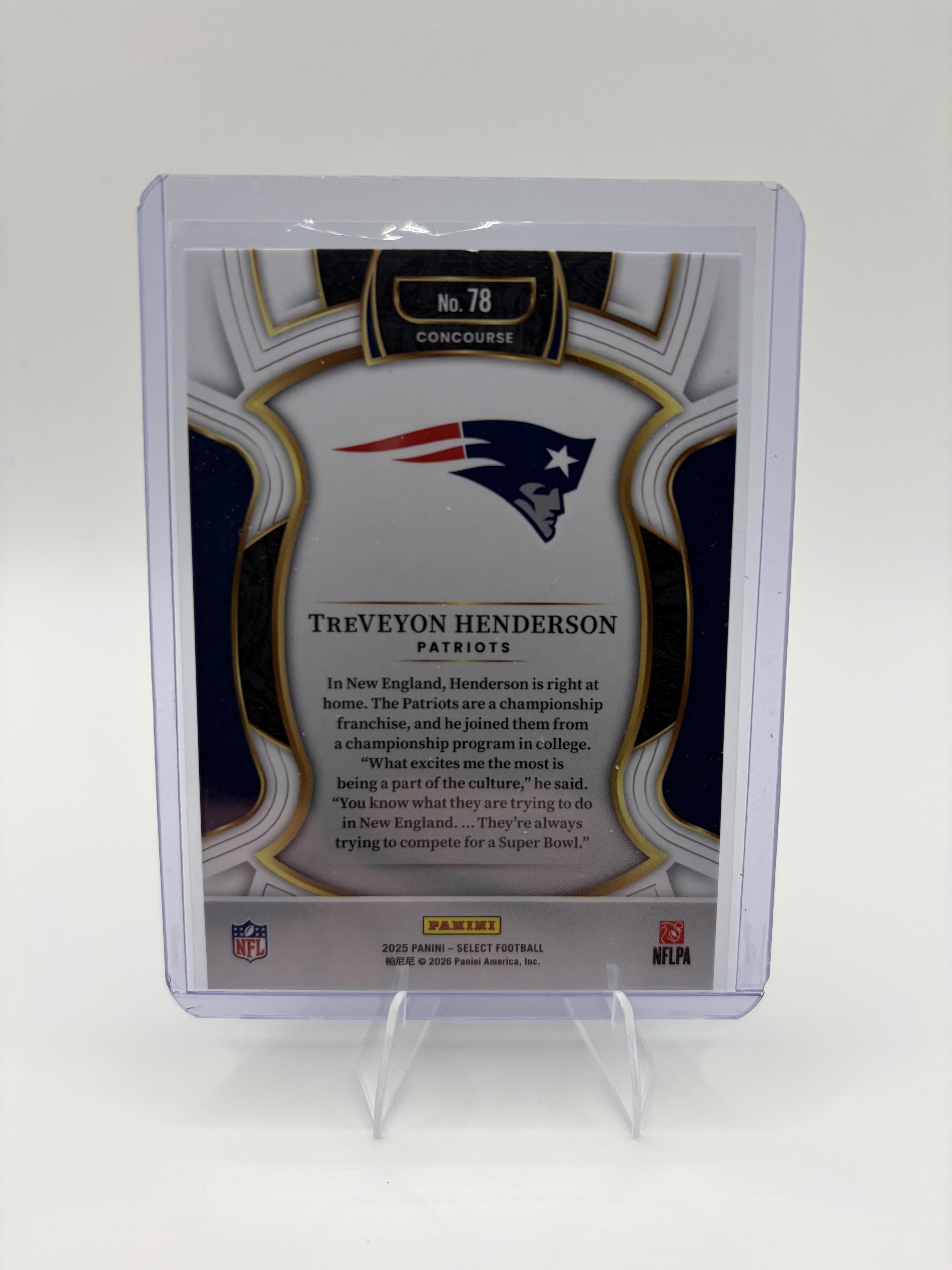 2025 Panini Select TreVeyon Henderson Concourse RC #78 Patriots Rookie