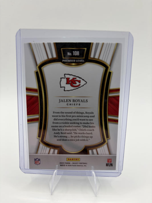 2025 Panini Select Jalen Royals Card RC Kansas City Chiefs Premier Level