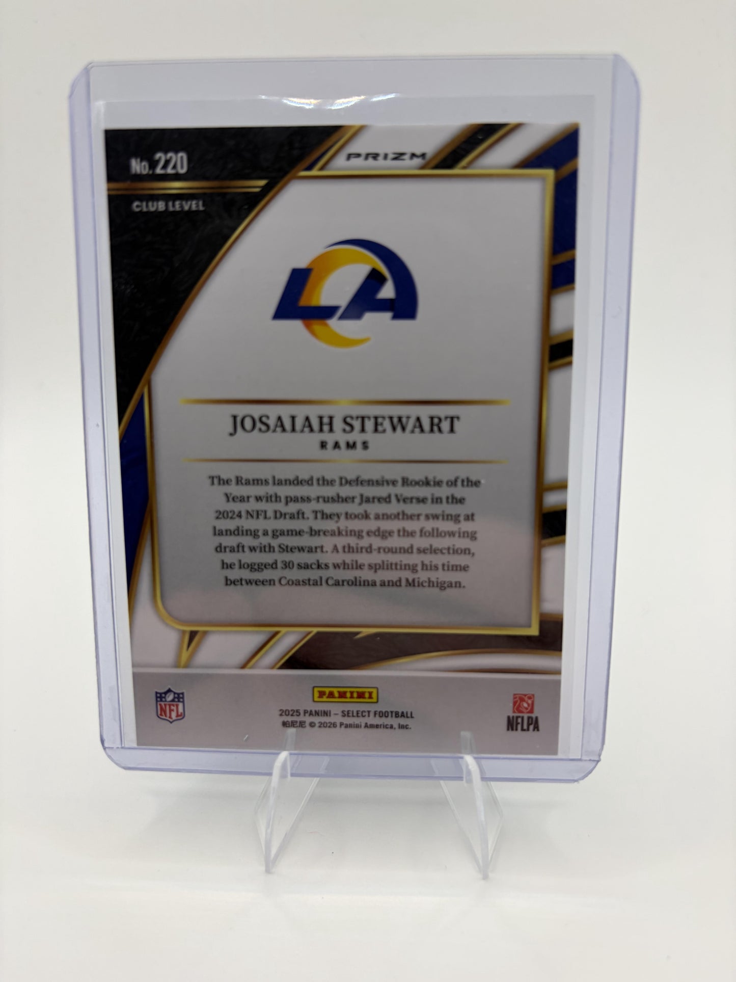 2025 Panini Select Josaiah Stewart Card Black and Green Prizm Shock RC Rams