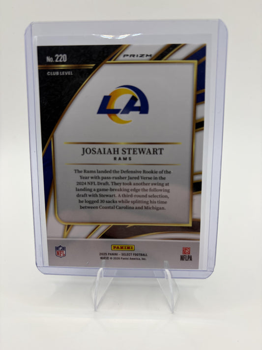 2025 Panini Select Josaiah Stewart Card Black and Green Prizm Shock RC Rams