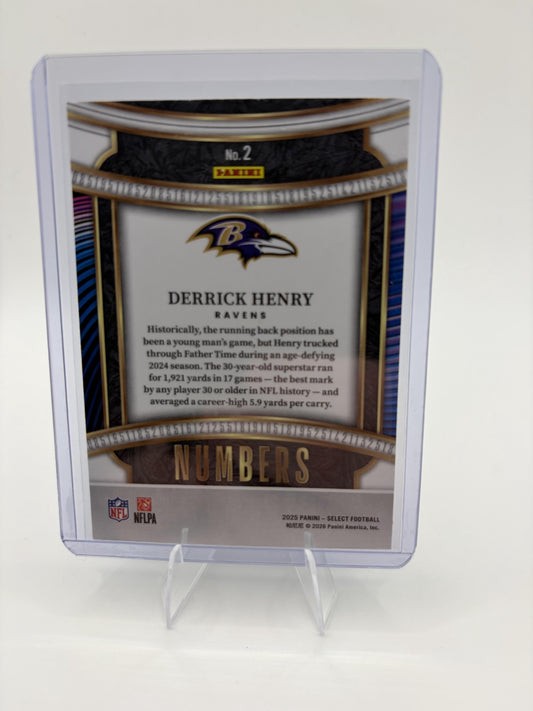 2025 Panini Select Derrick Henry Numbers Insert #2 Baltimore Ravens