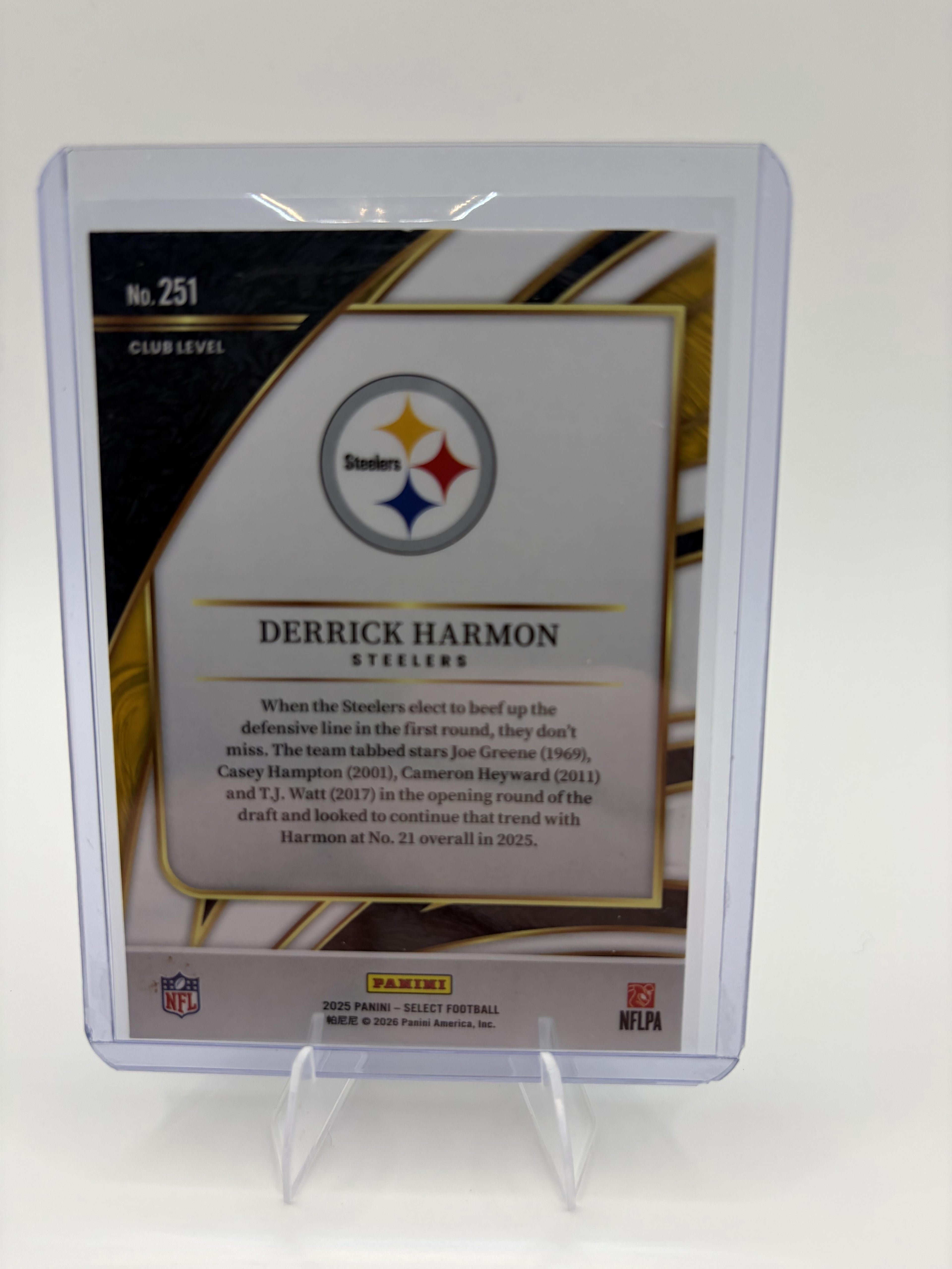 2025 Panini Select Derrick Harmon Card Pittsburgh Steelers #251
