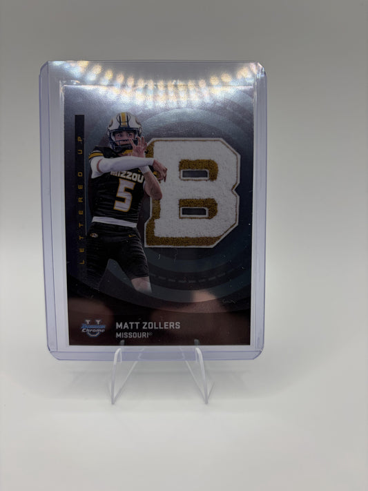 2025 Bowman University Chrome Matt Zollers Card Lettered Up Tigers #LU-19