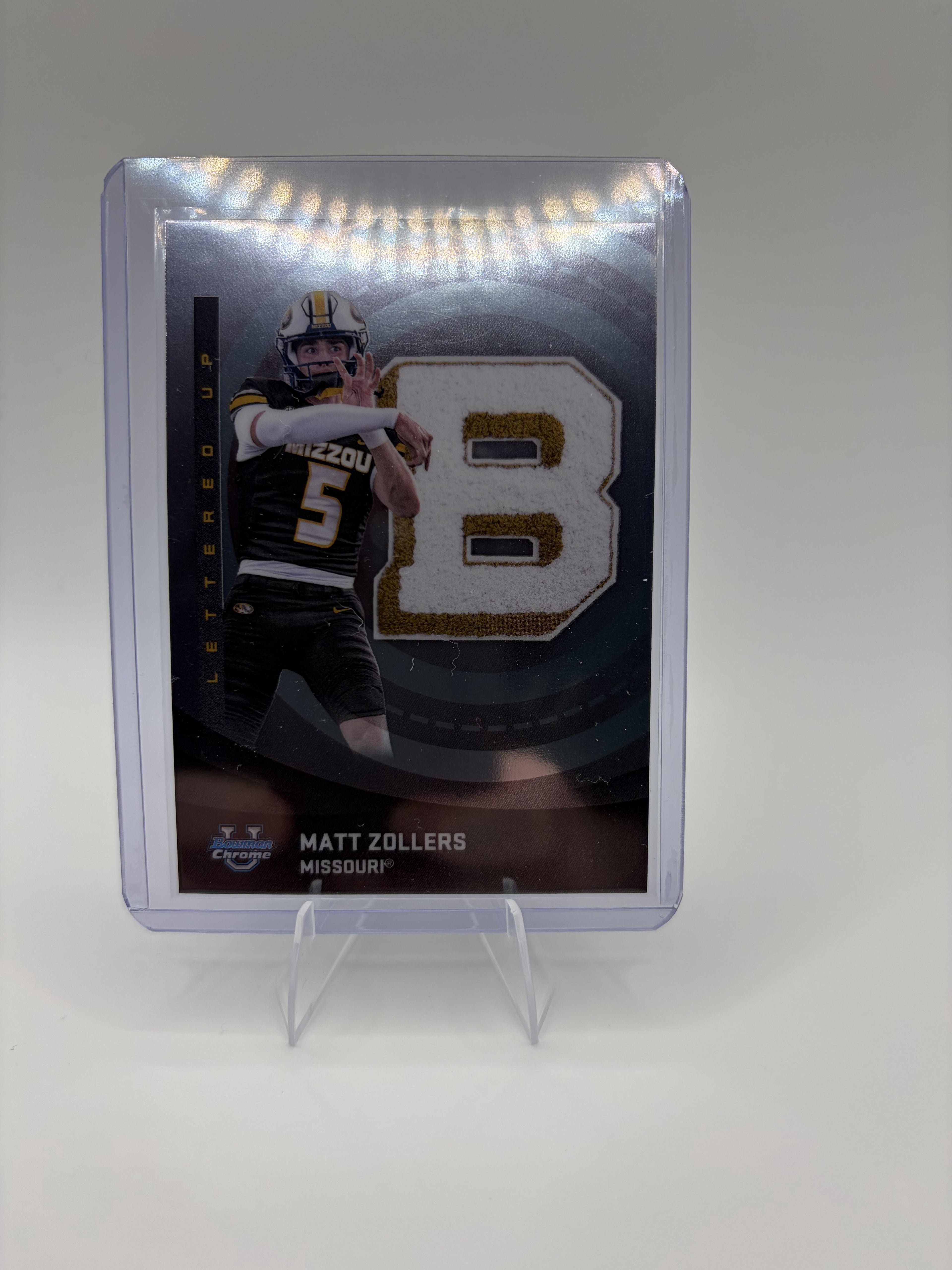 2025 Bowman University Chrome Matt Zollers Card Lettered Up Tigers #LU-19