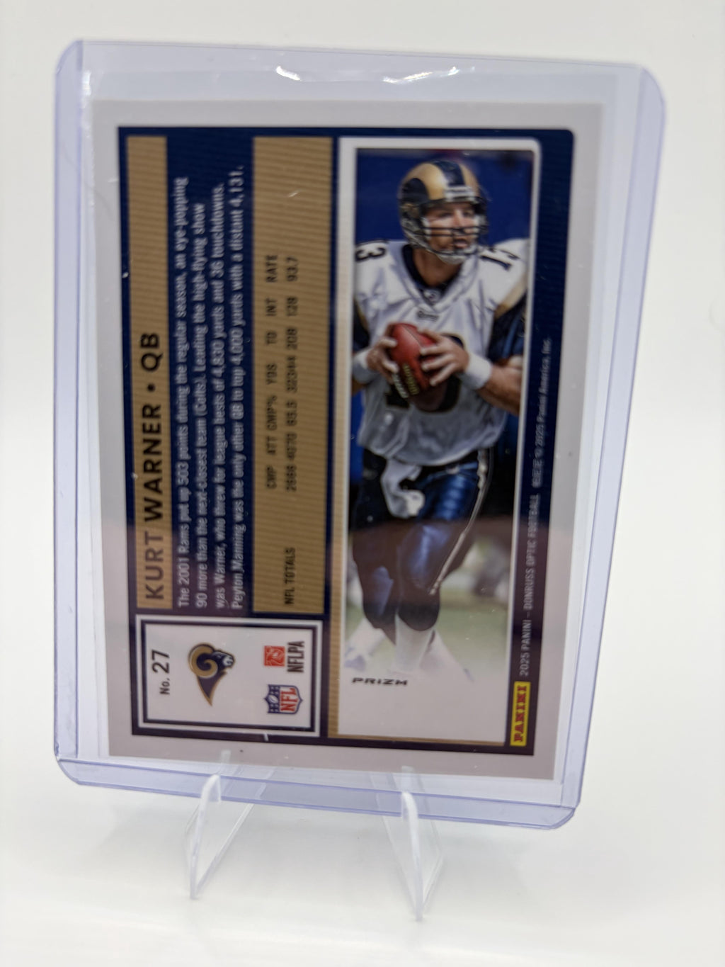 2025 Donruss Optic Kurt Warner Silver Holo Prizm #27 Rams HOF Legend