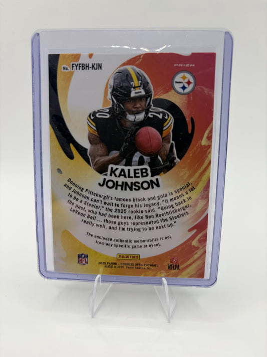 2025 Donruss Optic Kaleb Johnson Card First Year Fresh Neon Blue  Steelers