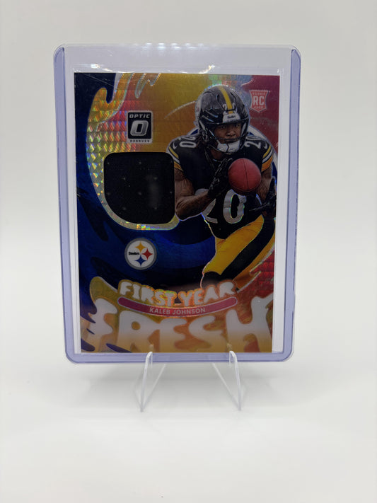 2025 Donruss Optic Kaleb Johnson Card First Year Fresh Neon Blue  Steelers