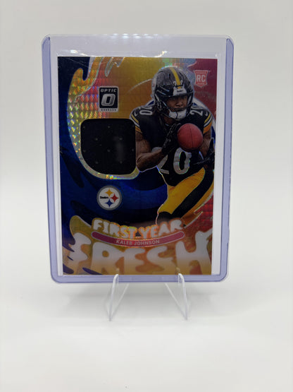 2025 Donruss Optic Kaleb Johnson Card First Year Fresh Neon Blue  Steelers