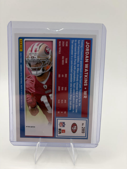 2025 Donruss Optic Jordan Watkins Card Blue Scope RC San Francisco 49ers #289