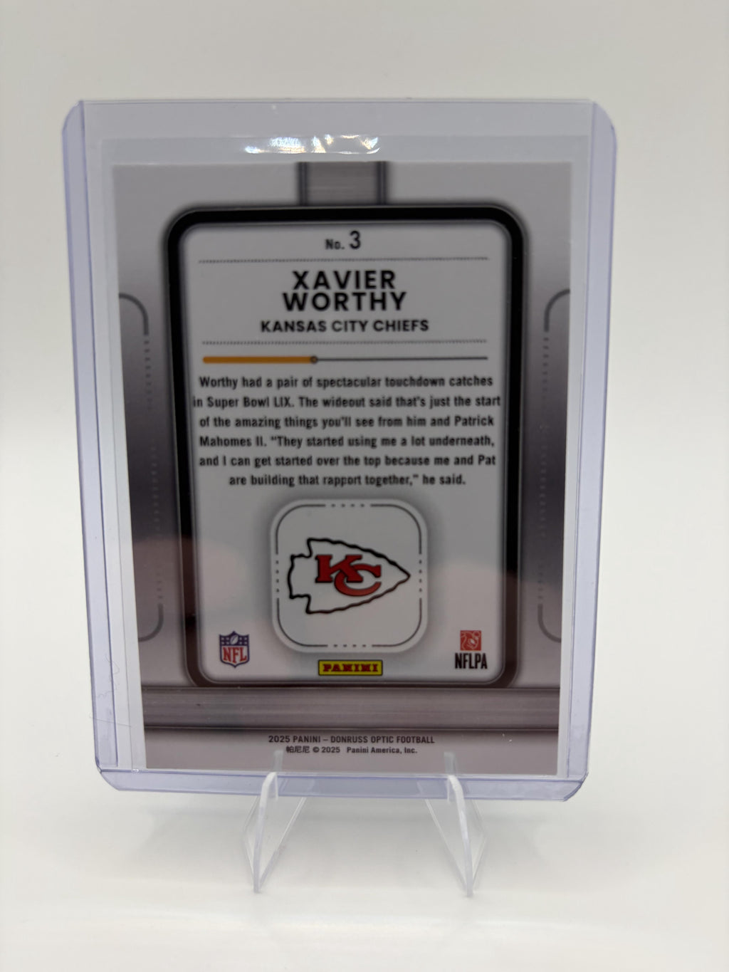 2025 Donruss Optic Xavier Worthy Card Play Action Kansas City Chiefs #3
