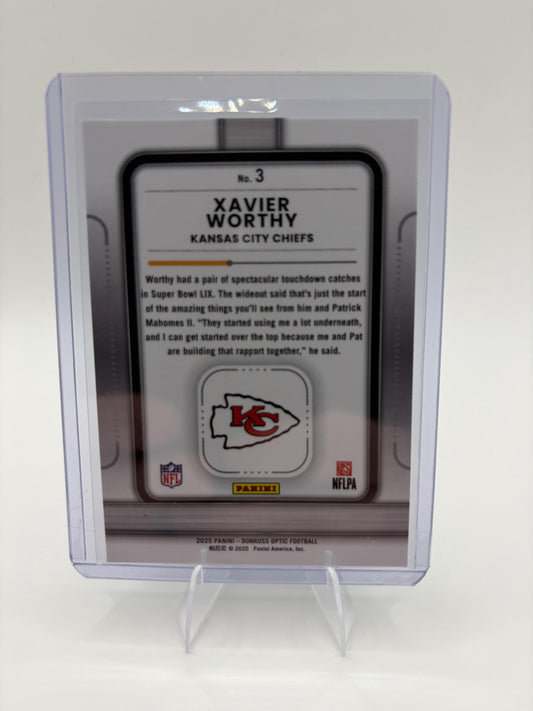 2025 Donruss Optic Xavier Worthy Card Play Action Kansas City Chiefs #3