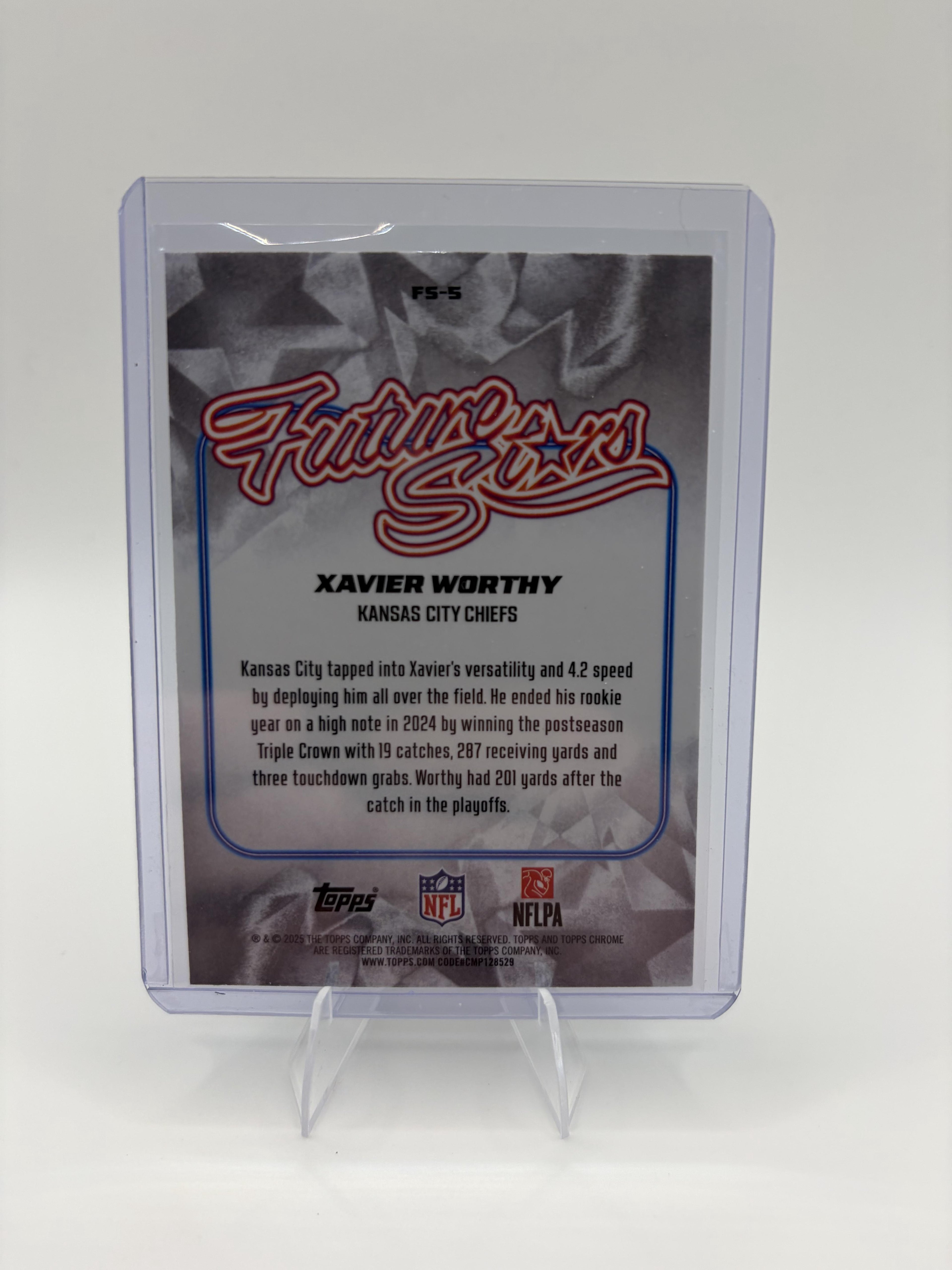 2025 Topps Chrome Xavier Worthy Future Stars Refractor FS-5 Chiefs RC