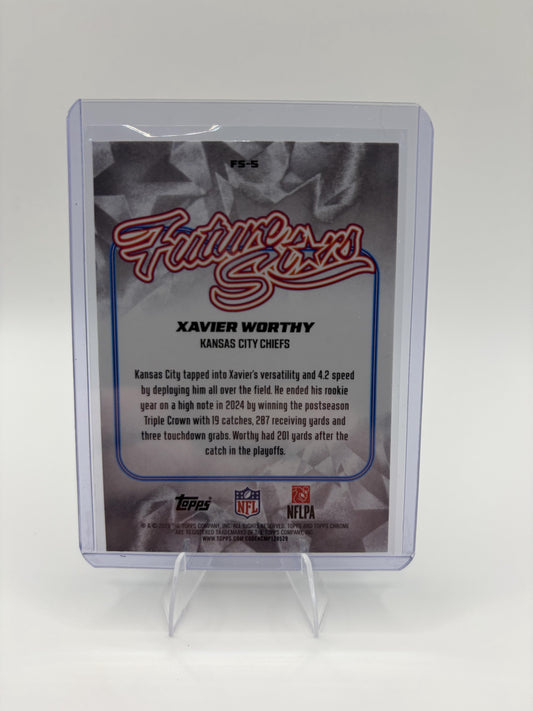 2025 Topps Chrome Xavier Worthy Future Stars Refractor FS-5 Chiefs RC