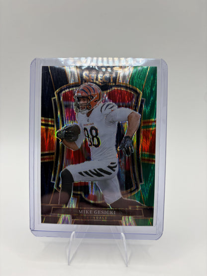 2025 Panini Select Mike Gesicki Card Black & Green Prizm Shock  Bengals