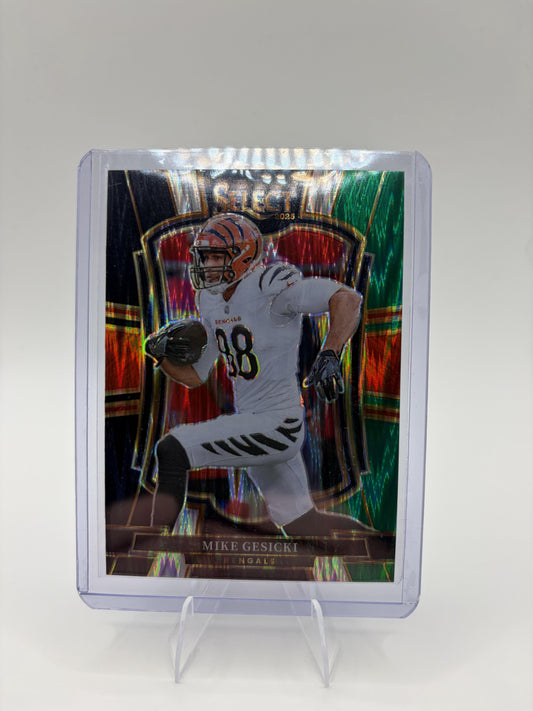 2025 Panini Select Mike Gesicki Card Black & Green Prizm Shock  Bengals