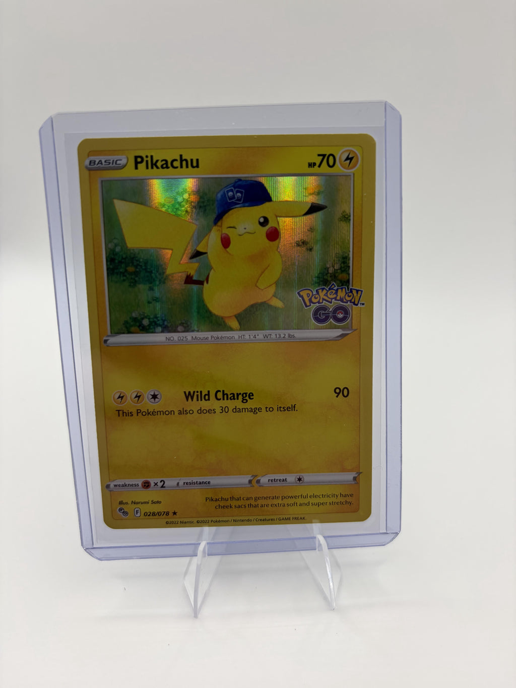 Pikachu 028/078 Pokemon GO Set TCG NM Holo Rare Blue Hat Promo 2022