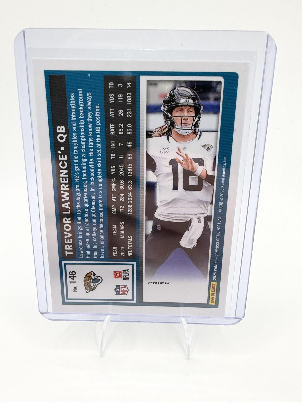 2025 Donruss Optic Trevor Lawrence Card Silver holo Jacksonville Jaguars #146