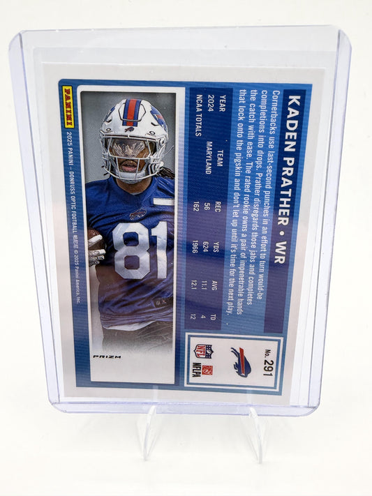 2025 Donruss Optic Kaden Prather Card Blue SN,RC Buffalo Bills #291