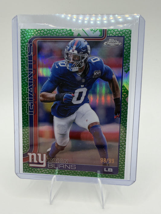 2025 Topps Chrome Brian Burns #234 Green Football Leather Refractor /99 Giants