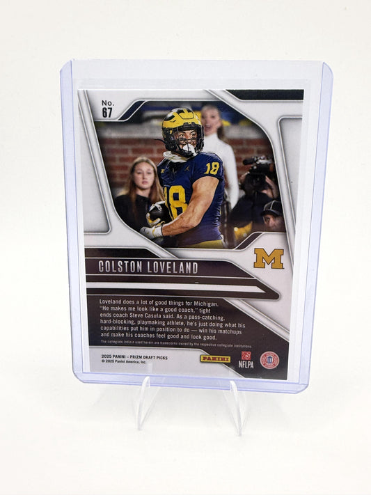 2025 Panini Prizm Draft Picks Colston Loveland Card Michigan Wolverines #67
