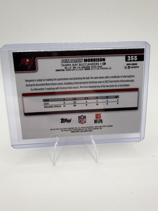 2025 Topps Chrome Benjamin Morrison RC #355 Refractor Tampa Bay Buccaneers