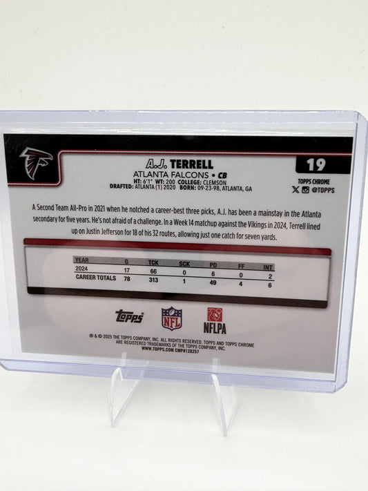 2025 Topps Chrome A.J. Terrell #19 Football Leather Refractor Falcons