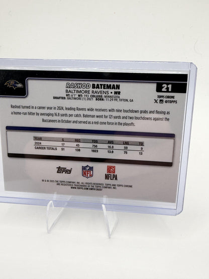 2025 Topps Chrome Rashod Bateman #21 Pulsar Refractor Baltimore Ravens