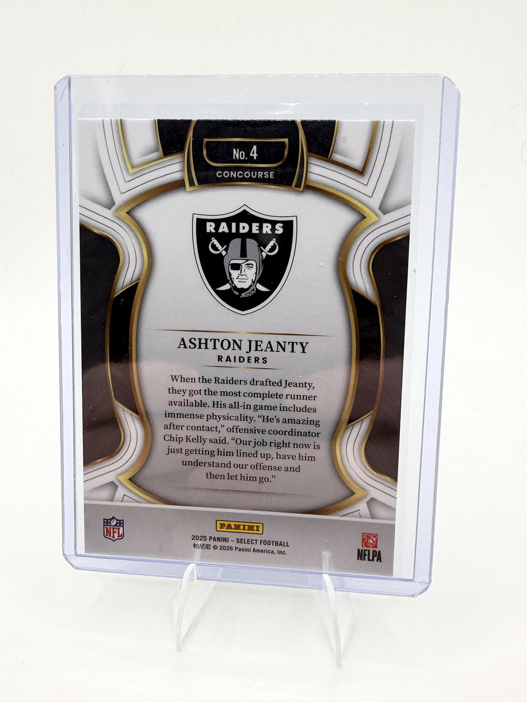 2025 Panini Select Ashton Jeanty Card RC Las Vegas Raiders #4