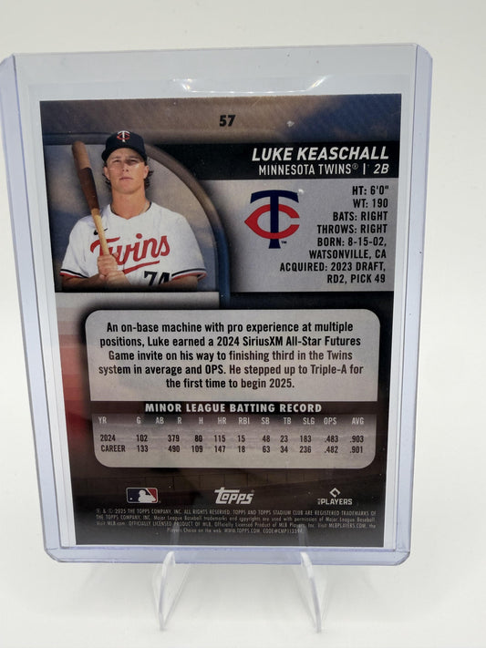 2025 Topps Stadium Club Luke Keaschall RC #57 Sepia Refractor Minnesota Twins