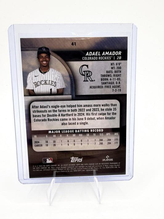 2025 Stadium Club Adael Amador Card RC Colorado Rockies #41