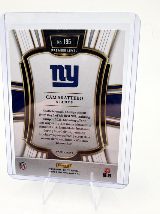 2025 Panini Select Cam Skattebo Card Silver Prizm New York Giants #195