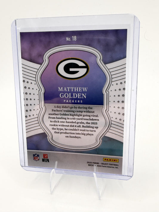 2025 Panini Select Matthew Golden Card Select Certified Rookies  Packers #18