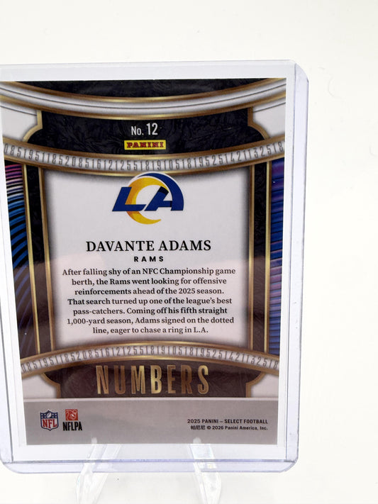 2025 Panini Select Davante Adams Numbers #12 Los Angeles Rams WR Insert