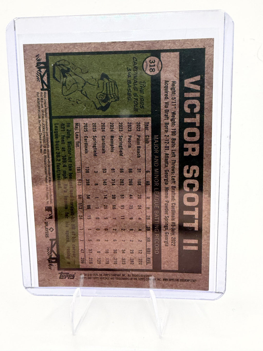 2026 Topps Heritage Victor Scott II Card Chrome St. Louis Cardinals #318