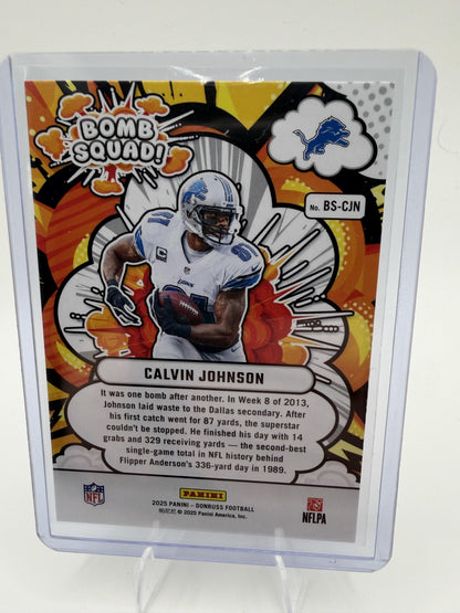 2025 Donruss Calvin Johnson Card Bomb Squad Detroit Lions #BS-CJN