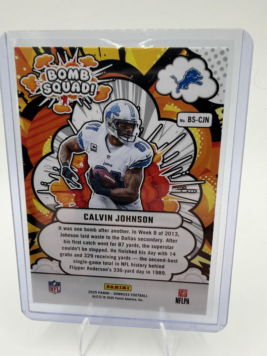 2025 Donruss Calvin Johnson Card Bomb Squad Detroit Lions #BS-CJN