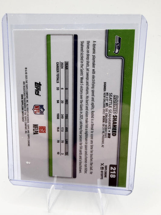 2025 Topps Chrome Rashid Shaheed #218 Pulsar Refractor Seattle Seahawks